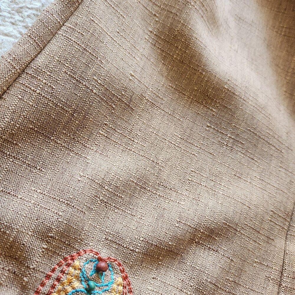 Boho Southwestern Vintage Top Womens 14 Embroidered Hem Cottagecore 90s Y2K - Picture 7 of 16